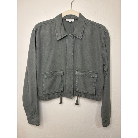 Splendid Breck Utility Jacket Soft Green Linen Blend XS Cropped Lightweight - Picture 3 of 10